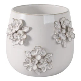 SB2179701 MACETA APLIQUES DE FLORES CERAMICA
