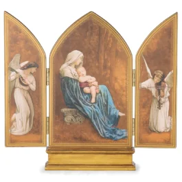 RO62258 TRIPTICO VIRGEN SENTADA RESINA
