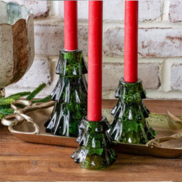 PDBT2602 SET/3 CANDELABRO ARBOLITO VERDE CRISTAL