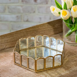 PDKO01 BANDEJA HEXAGONAL METAL Y VIDRIO